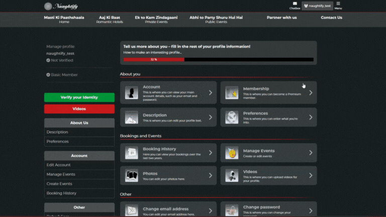 Naughtify Account Completion
